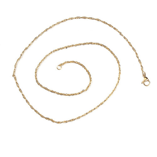 Immagine di 1 Pz Placcatura Sottovuoto 304 Acciaio Inossidabile Intrecciante Fiscale Collana Oro Placcato 50.5cm Lunghezza, Dimensione della Catena 1.5mm
