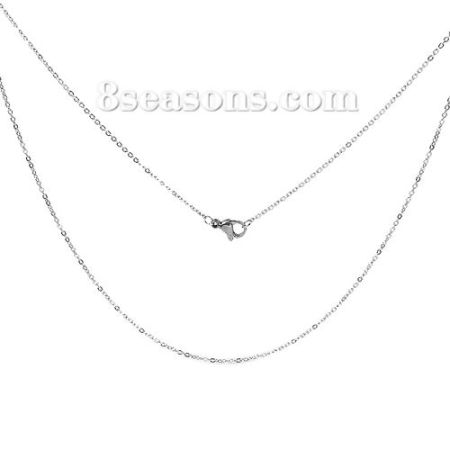 Picture of Wholesale Link Cable Chain Necklace, Silver Tone 304 Stainless Steel, Unisex Minimalist Gift Jewelry For Retailer, 46cm(18.1") long, Chain Size: 1.5x1.2mm, 1 Piece