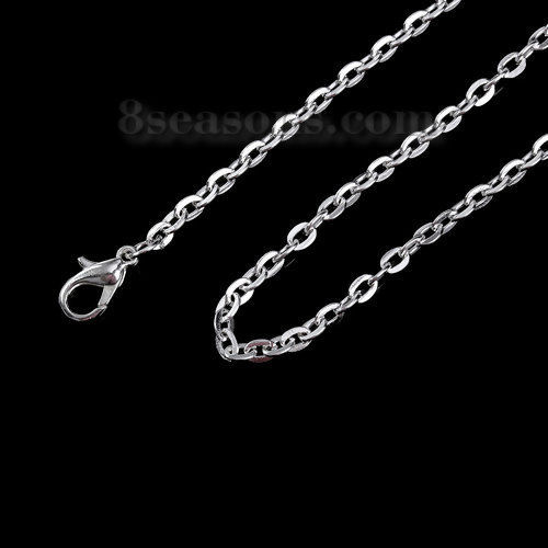 Image de Colliers en 304 Acier Inoxydable Chaîne Maille Forçat Argent Mat 50cm Long, Taille de chaîne: 2x1.4mm, 1 Pièce