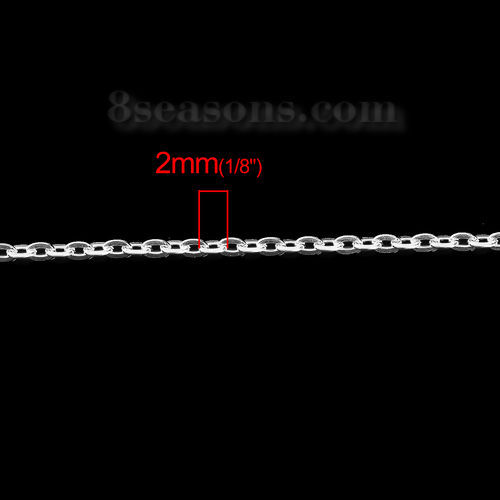 Image de Colliers en 304 Acier Inoxydable Chaîne Maille Forçat Argent Mat 50cm Long, Taille de chaîne: 2x1.4mm, 1 Pièce