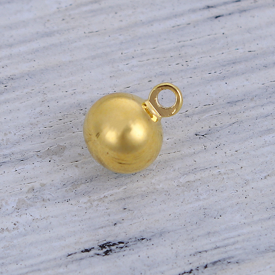 Picture of Brass Charms Metallic Ball Gold Plated 8mm( 3/8") x 6mm( 2/8"), 10 PCs                                                                                                                                                                                        