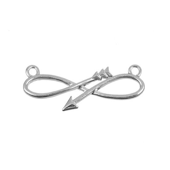 Picture of Zinc Based Alloy Connectors Bow And Arrow Silver Tone Infinity Symbol 29mm x 10mm, 5 PCs