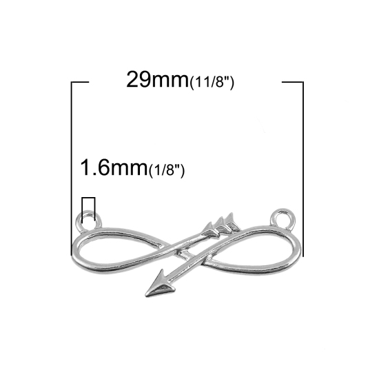 Picture of Zinc Based Alloy Connectors Bow And Arrow Silver Tone Infinity Symbol 29mm x 10mm, 5 PCs