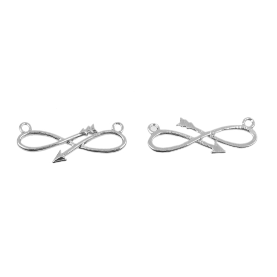 Picture of Zinc Based Alloy Connectors Bow And Arrow Silver Tone Infinity Symbol 29mm x 10mm, 5 PCs