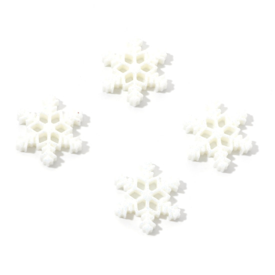 Picture of Resin Embellishments Christmas Snowflake Creamy-White 22mm x 19mm, 20 PCs