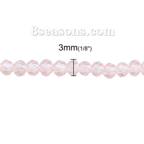 Picture of Glass Beads Round Light Pink Faceted About 3mm Dia, Hole: Approx 0.7mm, 40.6cm long, 2 Strands (Approx 195 PCs/Strand)