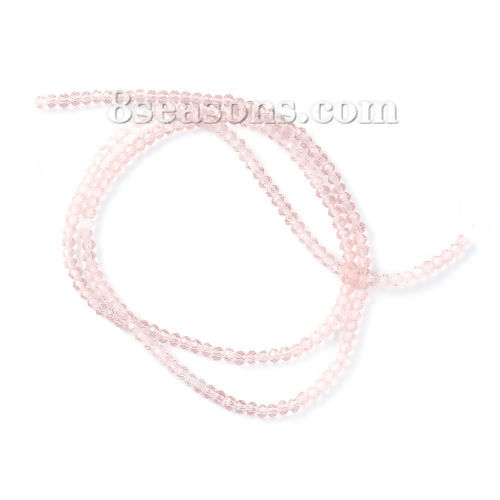 Picture of Glass Beads Round Light Pink Faceted About 3mm Dia, Hole: Approx 0.7mm, 40.6cm long, 2 Strands (Approx 195 PCs/Strand)