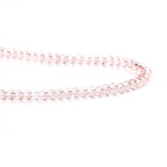 Picture of Glass Beads Round Light Pink Faceted About 3mm Dia, Hole: Approx 0.7mm, 40.6cm long, 2 Strands (Approx 195 PCs/Strand)