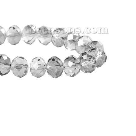 Picture of Glass Beads Round French Gray Faceted About 14mm Dia, Hole: Approx 1.2mm, 62.5cm long, 1 Strand (Approx 60 PCs/Strand)