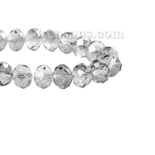 Immagine di Vetro Sciolto Perline Tondo Grigio Scuro Sfaccettato Circa 14mm Dia, Foro: Circa 1.2mm, lunghezza: 62.5cm, 1 Filo (Circa 60 Pezzi/Treccia)