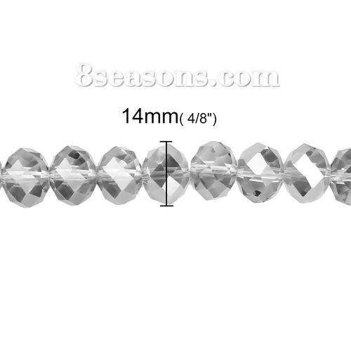 Immagine di Vetro Sciolto Perline Tondo Grigio Scuro Sfaccettato Circa 14mm Dia, Foro: Circa 1.2mm, lunghezza: 62.5cm, 1 Filo (Circa 60 Pezzi/Treccia)