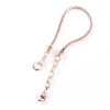 Picture of Copper European Style Snake Chain Charm Bracelets Rose Gold Heart W/ Lobster Claw Clasp And Extender Chain 19cm(7 4/8") long, 1 Piece