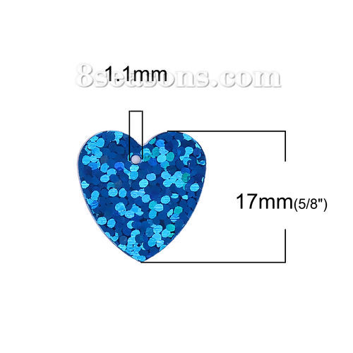 Picture of Plastic Sequins Paillettes Heart At Random Mixed 17mm( 5/8") x 17mm( 5/8") , 2000 PCs