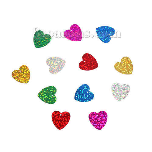 Picture of Plastic Sequins Paillettes Heart At Random Mixed 17mm( 5/8") x 17mm( 5/8") , 2000 PCs