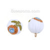 Picture of Fabric Charms Round White Yellow Flower 19mm( 6/8") x 15mm( 5/8"), 10 PCs