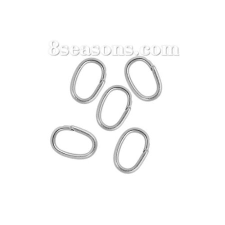 Bild von 500 Stück 7mm x 4mm, 0.7mm(21 Gauge) 304 Edelstahl Offen Sprungringe für die Schmuckherstellung Silberfarbe Oval