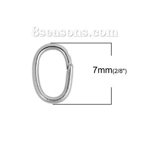 Imagen de 500 Unidades 7mm x 4mm, 0.7mm(21 gauge) 304 Acero Inoxidable Abierto Argollas Tono de Plata Óvalo