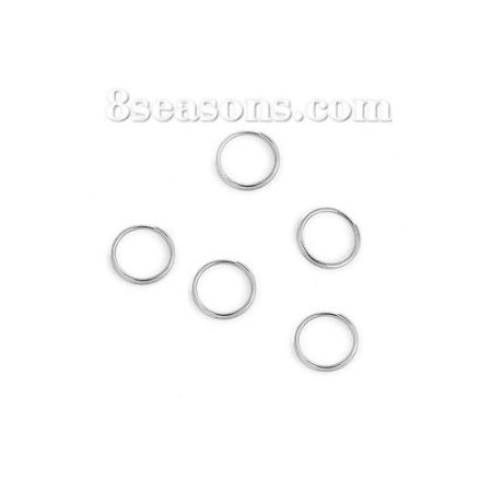 Picture of 500 PCs 8mm Dia., 0.6mm(23 gauge) 304 Stainless Steel Double Split Jump Rings Findings For Jewelry Making Silver Tone Round