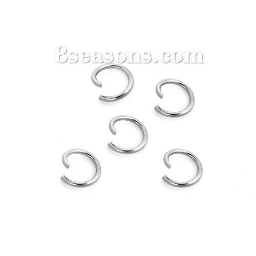 Picture of (18 gauge) 304 Stainless Steel Open Jump Rings Findings Round Silver Tone 8mm Dia., 5000 PCs