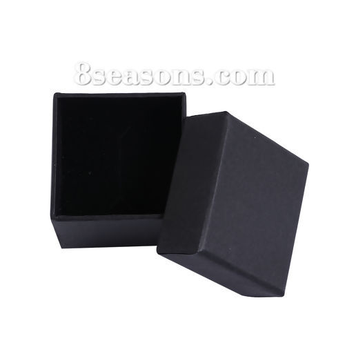 クラフト纸 ジュエリーギフト ジュエリーボックス スポンジ付　正方形 黒 52mm x 52mm 、 4 個 の画像