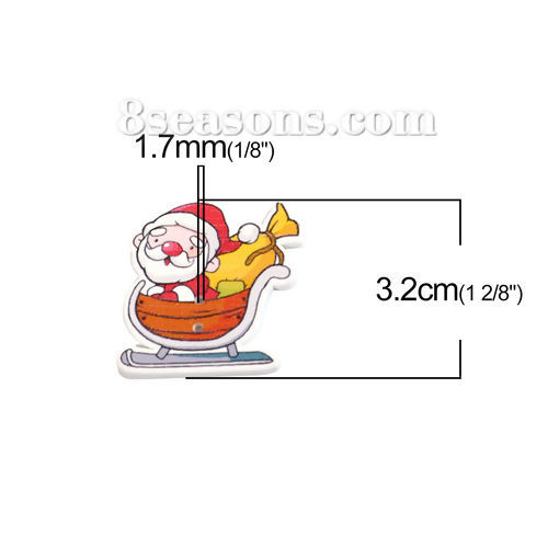 Picture of Three-ply Board Sewing Buttons Scrapbooking Two Hole Christmas Santa Claus Multicolor 32mm(1 2/8") x 31mm(1 2/8"), 50 PCs