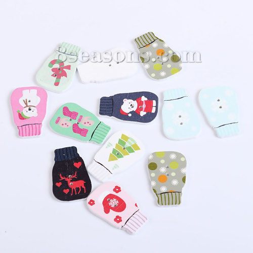 Picture of Three-ply Board Christmas Sewing Buttons Scrapbooking Two Hole Turtleneck Sweater At Random 35mm(1 3/8") x 22mm( 7/8"), 50 PCs