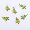 Image de Bouton de Couture en Contre-Plaqué Deux Trous Pin de Noël Rouge & Vert 35mm x 24mm, 50 Pcs