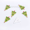 Image de Bouton de Couture en Contre-Plaqué Deux Trous Pin de Noël Rouge & Vert 35mm x 24mm, 50 Pcs