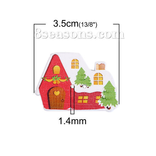 Picture of Three-ply Board Christmas Sewing Buttons Scrapbooking Two Hole House At Random Mixed 35mm(1 3/8") x 25mm(1"), 50 PCs