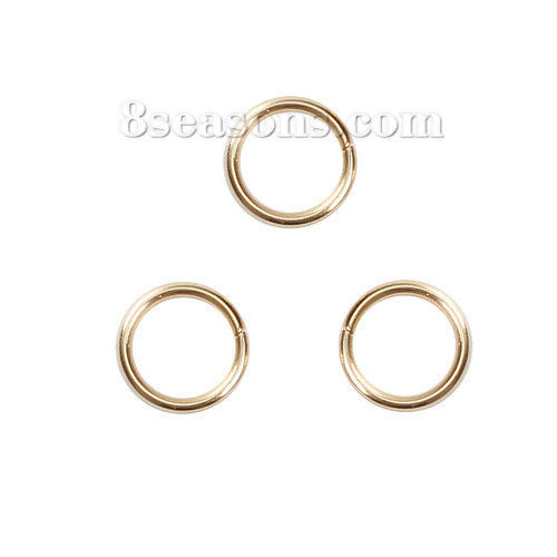 Picture of 304 Stainless Steel Open Jump Rings Findings Gold Plated 10mm( 3/8") Dia., 20 PCs