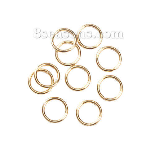 Picture of 304 Stainless Steel Open Jump Rings Findings Gold Plated 10mm( 3/8") Dia., 20 PCs