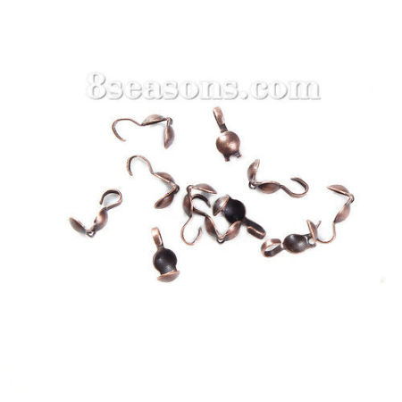 Iron Based Alloy Bead Tips (Knot Cover) Clamshell Antique Copper 9mm x 5mm, 1000 PCs