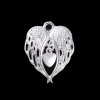 Picture of Zinc Based Alloy Charms Wing Silver Plated Heart 28mm(1 1/8") x 22mm( 7/8"), 10 PCs