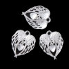 Picture of Zinc Based Alloy Charms Wing Silver Plated Heart 28mm(1 1/8") x 22mm( 7/8"), 10 PCs