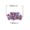 Image de Bouton de Couture en Contre-Plaqué 2 Trous Message Rouge & Bleu " Merry Christmas" 35mm x 19mm, 50 Pcs