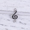 Bild von Zinklegierung Musik Charms Musik Note Silberfarbe Schwarz Transparent Strass Emaille 22mm x 10mm, 20 Stück