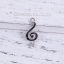 Picture of Zinc Based Alloy Music Charms Musical Note Silver Tone Black Clear Rhinestone Enamel 22mm( 7/8") x 10mm( 3/8"), 20 PCs