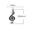 Bild von Zinklegierung Musik Charms Musik Note Silberfarbe Schwarz Transparent Strass Emaille 22mm x 10mm, 20 Stück