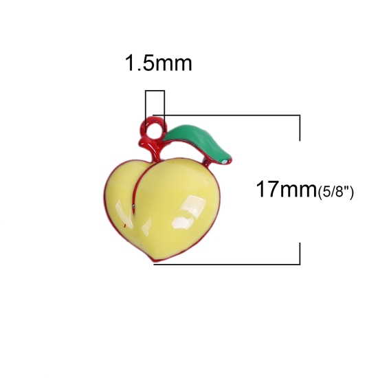 Picture of Zinc Based Alloy Charms Peach Red Yellow Enamel 17mm( 5/8") x 13mm( 4/8"), 10 PCs