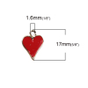 Picture of Zinc Based Alloy Poker/Paper Card/Game Card Charms Gold Plated Red Heart Enamel 17mm( 5/8") x 12mm( 4/8"), 20 PCs