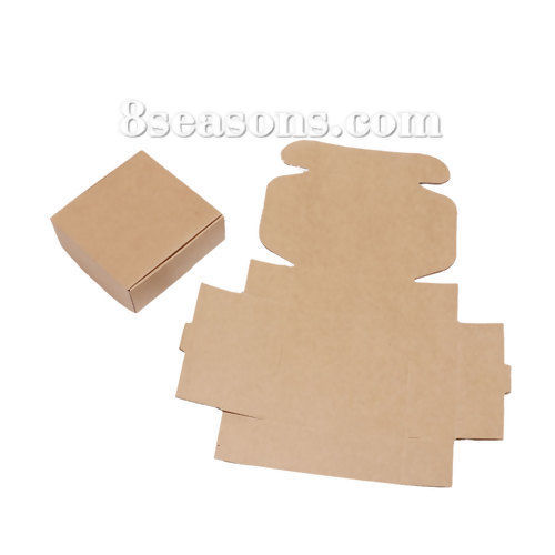 Image de Papier Emballage Cadeau Carré Brun Jaune 95mm x 95mm , 10 Pcs