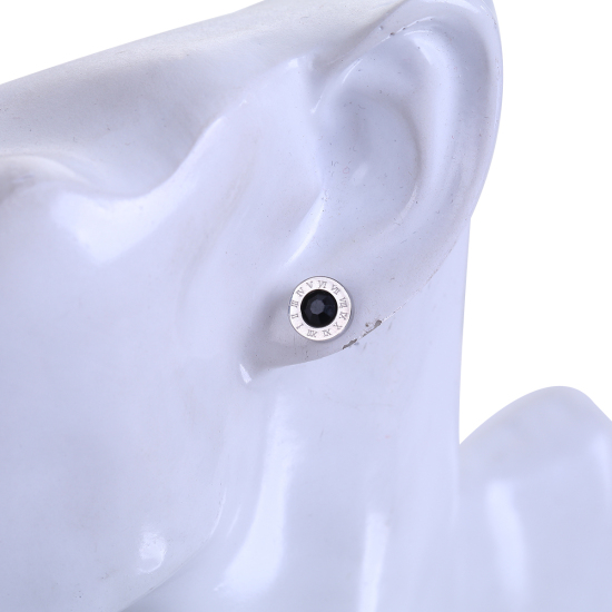 304ステンレス鋼 イヤリング シルバートーン 円形 15mm x 9mm、 ワイヤーサイズ: （20号）、 3 ペア の画像