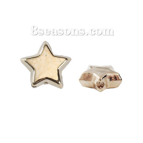 Picture of CCB Plastic Spacer Beads Pentagram Star Golden About 10mm x 9mm, Hole: Approx 1.3mm, 200 PCs