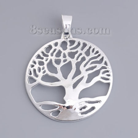 Zamak Colgantes Árbol Argentado Hueco 71mm x 57mm, 3 Unidades
