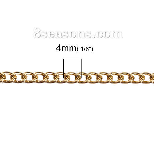 Picture of Stainless Steel Link Curb Chain Gold Plated 4x3mm( 1/8" x 1/8"), 1 M