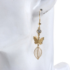 Picture of 304 Stainless Steel Earrings Gold Plated Butterfly Animal Leaf Clear Rhinestone 61mm(2 3/8") x 12mm( 4/8"), Post/ Wire Size: (21 gauge), 1 Pair