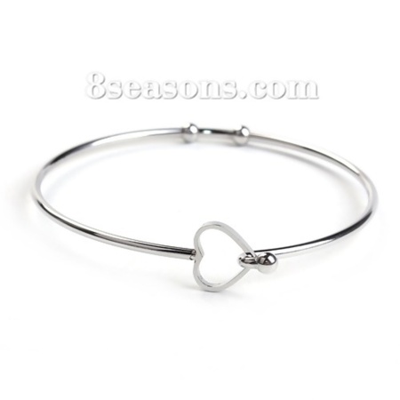 Bild von 304 Edelstahl Armband Herz Silberfarbe (aufmachen können) 20.5cm lang, 1 Stück