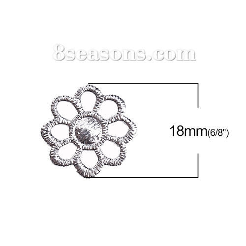 Image de Breloque Dentelle Métallique en Laiton Fleur Fleurs Creuses Argent Mat 18mm x 17mm, 5 Pcs