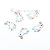 Picture of Zinc Based Alloy Charms Horse Gold Plated White & Blue Enamel 24mm(1") x 20mm( 6/8"), 10 PCs
