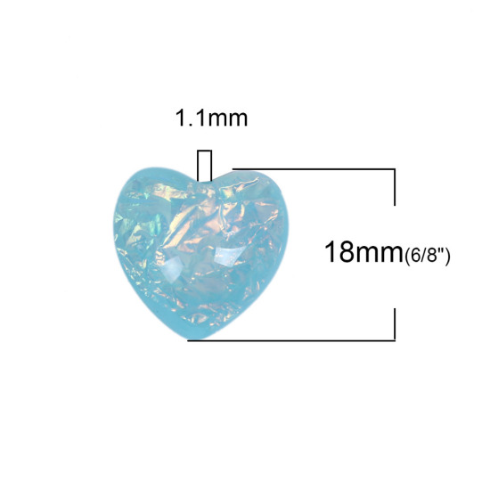 Изображение Смола Разноцветный Северное Сияние Подвески Сердце Прозрачный Фиолетовый 18мм x 18мм, 10 ШТ